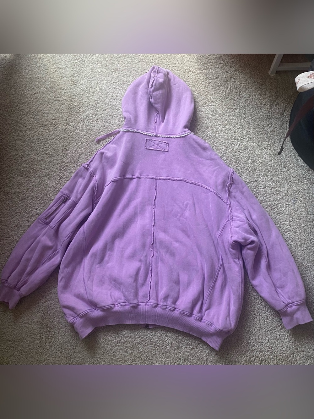 Free People By Your Side Lined Hoodie Sweatshirt Lilac Large - Picture 7 of 8
